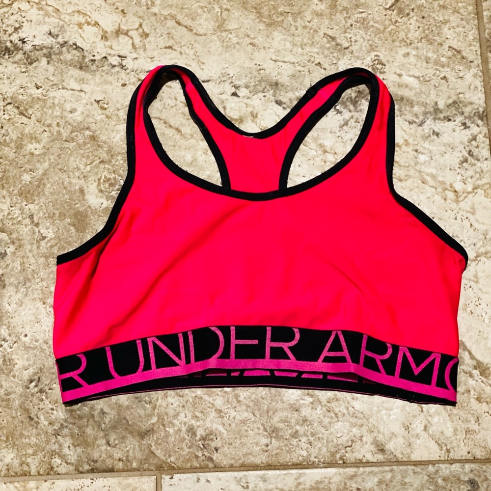 Hot pink under armour sports bra